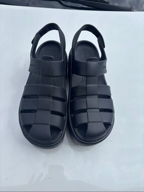 CROCS Women Black Jelly Fisherman Sandals with Back Strap